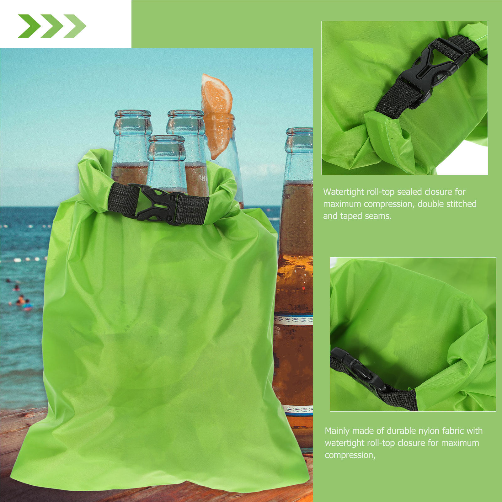 Fishing Kayak Storage Bag - 3Pcs Waterproof Dry Bag Nylon Roll-Top
